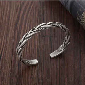 Vintage Jewelry Twisted Woven Bangle Bracelet for Women in 925 Sterling Silver