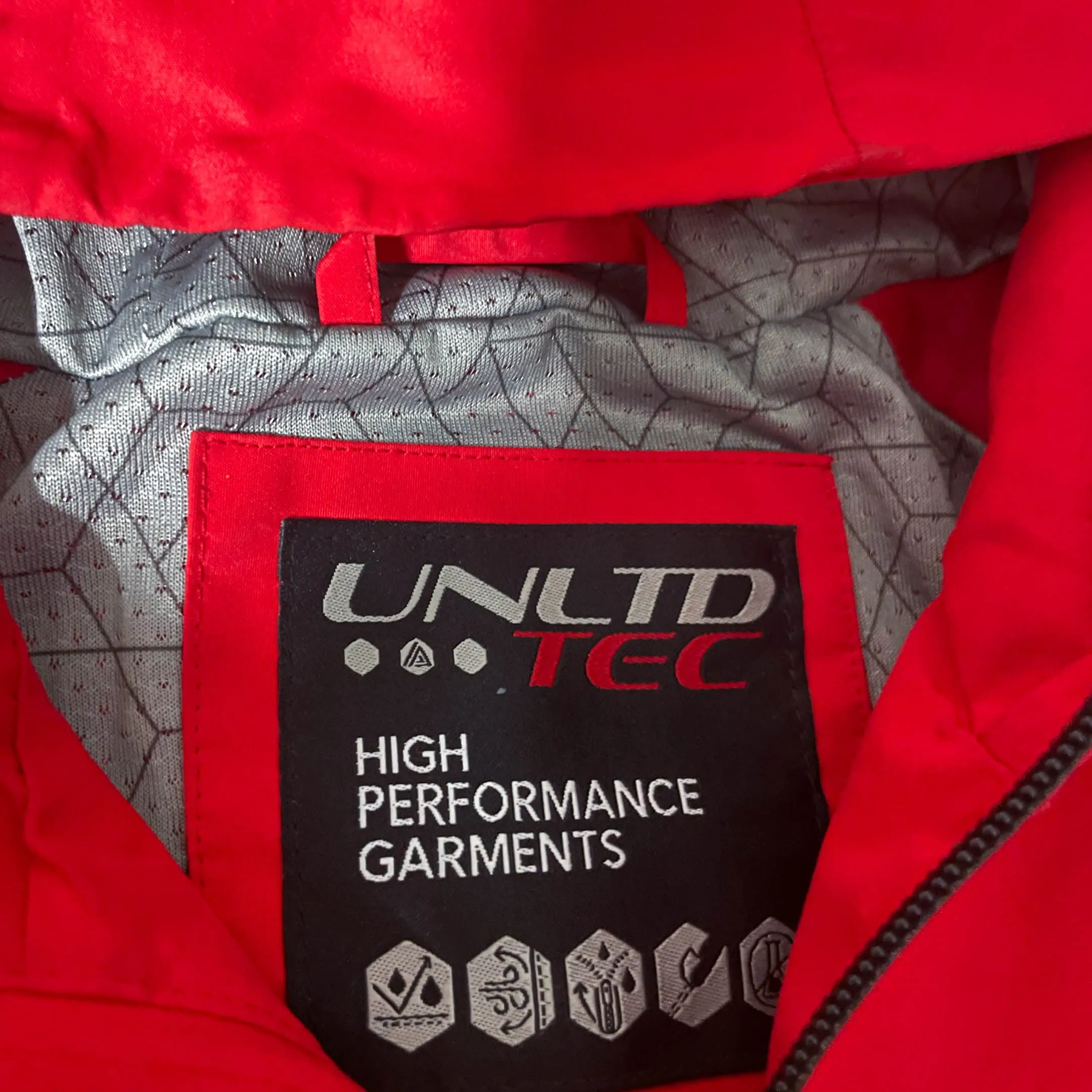 Vintage Kids 10yrs Next Unlimited Tec red waterproof full zip hooded rain coat|L26W18|SKU 6505