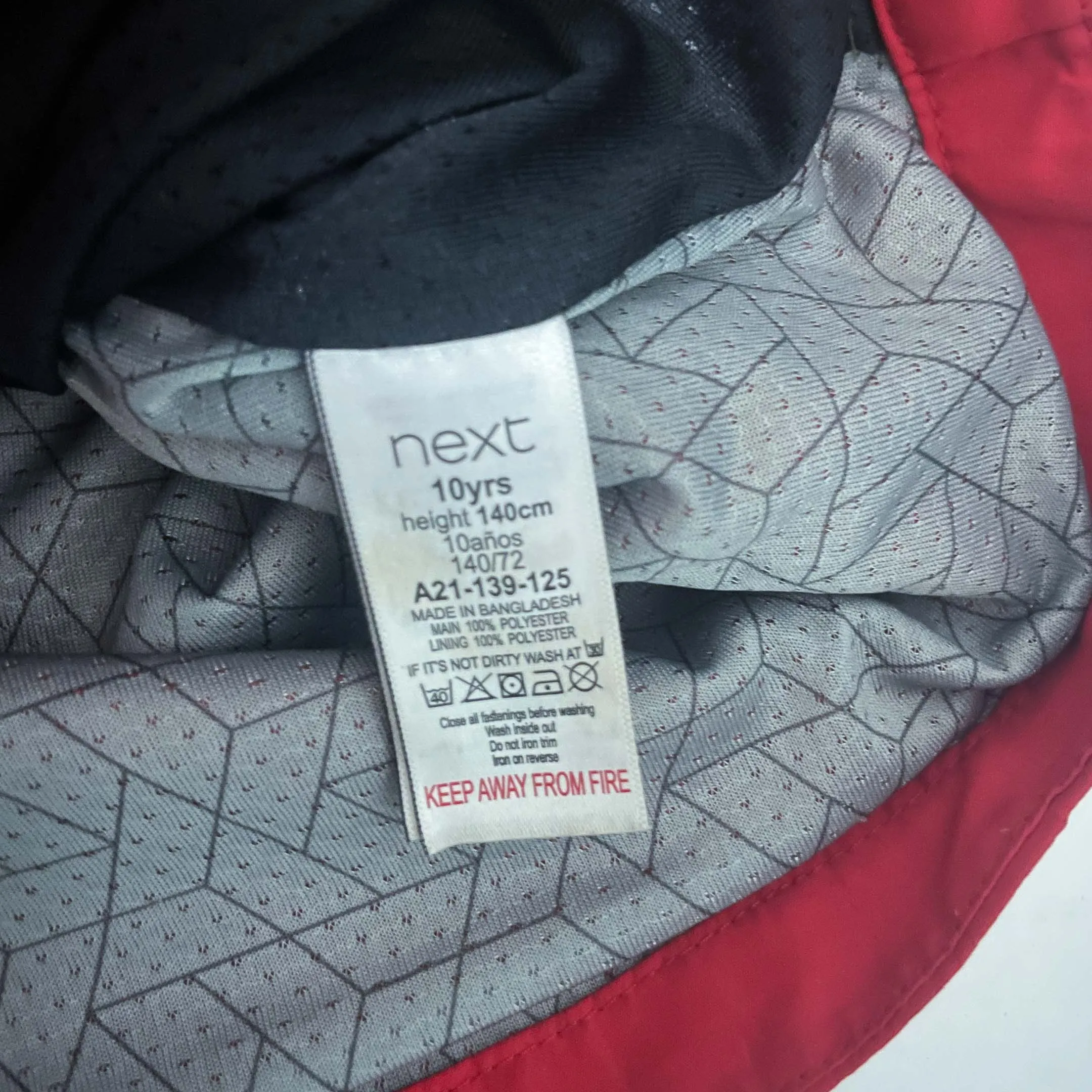 Vintage Kids 10yrs Next Unlimited Tec red waterproof full zip hooded rain coat|L26W18|SKU 6505