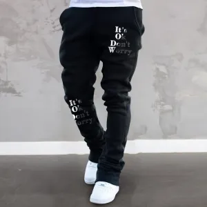 Vintage Letter Print Trendy Straight Trousers