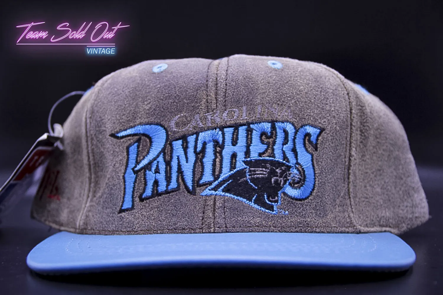 Vintage Modern Genuine Leather Carolina Panthers Plain Snapback Hat NFL