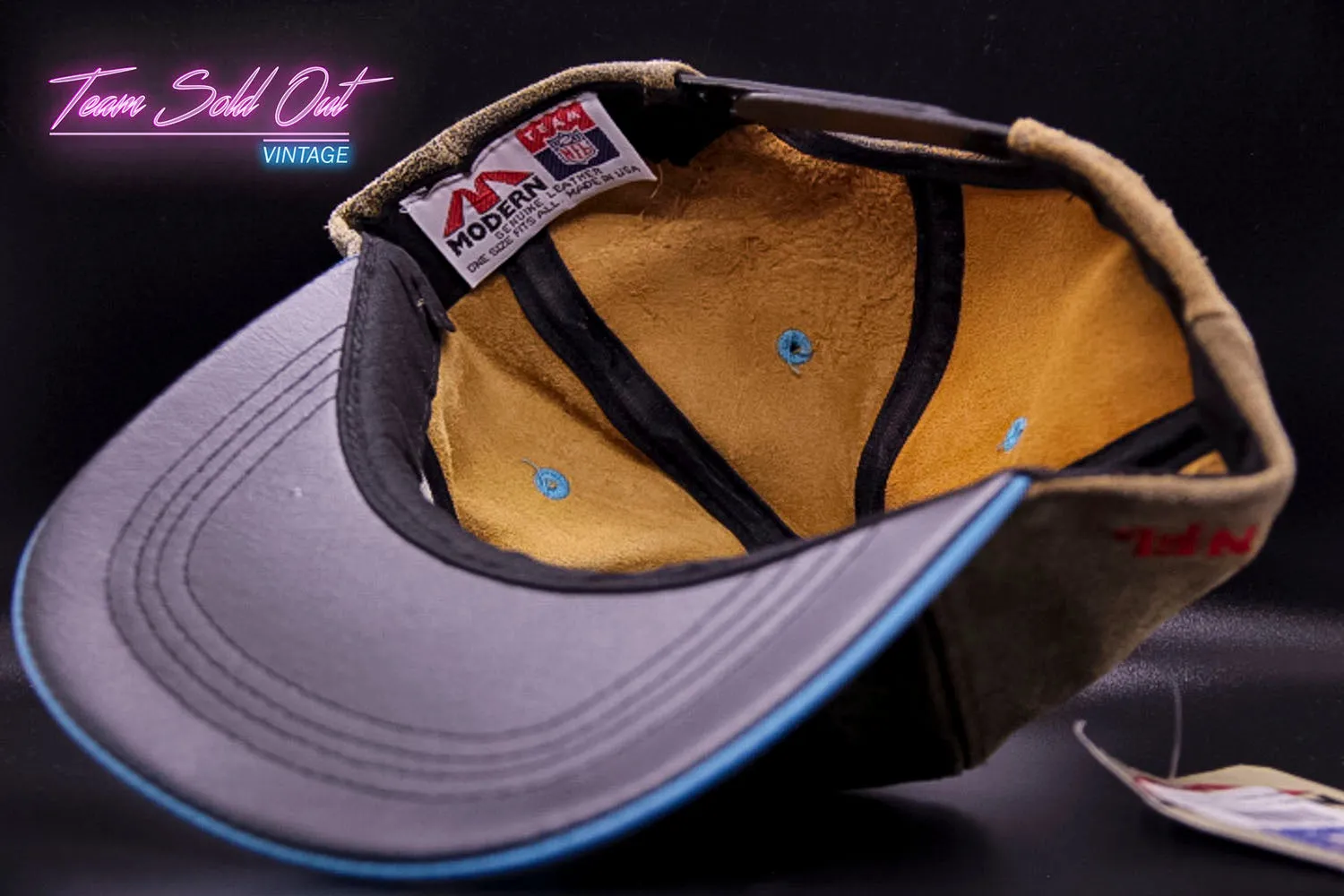 Vintage Modern Genuine Leather Carolina Panthers Plain Snapback Hat NFL