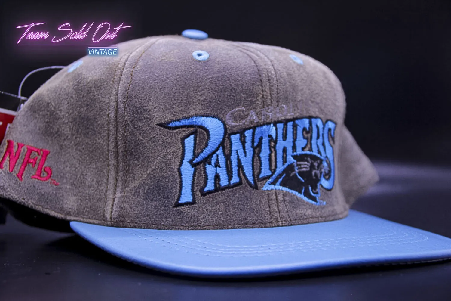 Vintage Modern Genuine Leather Carolina Panthers Plain Snapback Hat NFL