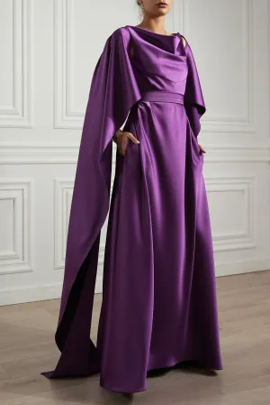 Wafa Plum Satin Dress