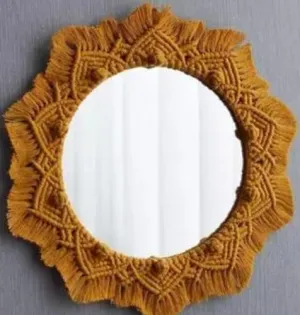 Wall Hanging Mirror with Boho Fringes | Macrame Bohemian Art Decorative Mirror for Make-Up | Living Room Mirror | Bedroom Mirror | Washroom Mirror