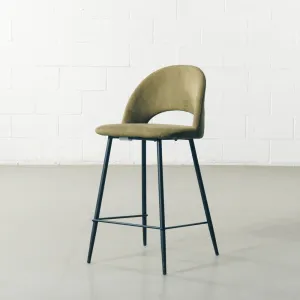 WALTER - Green Fabric Counter Stool