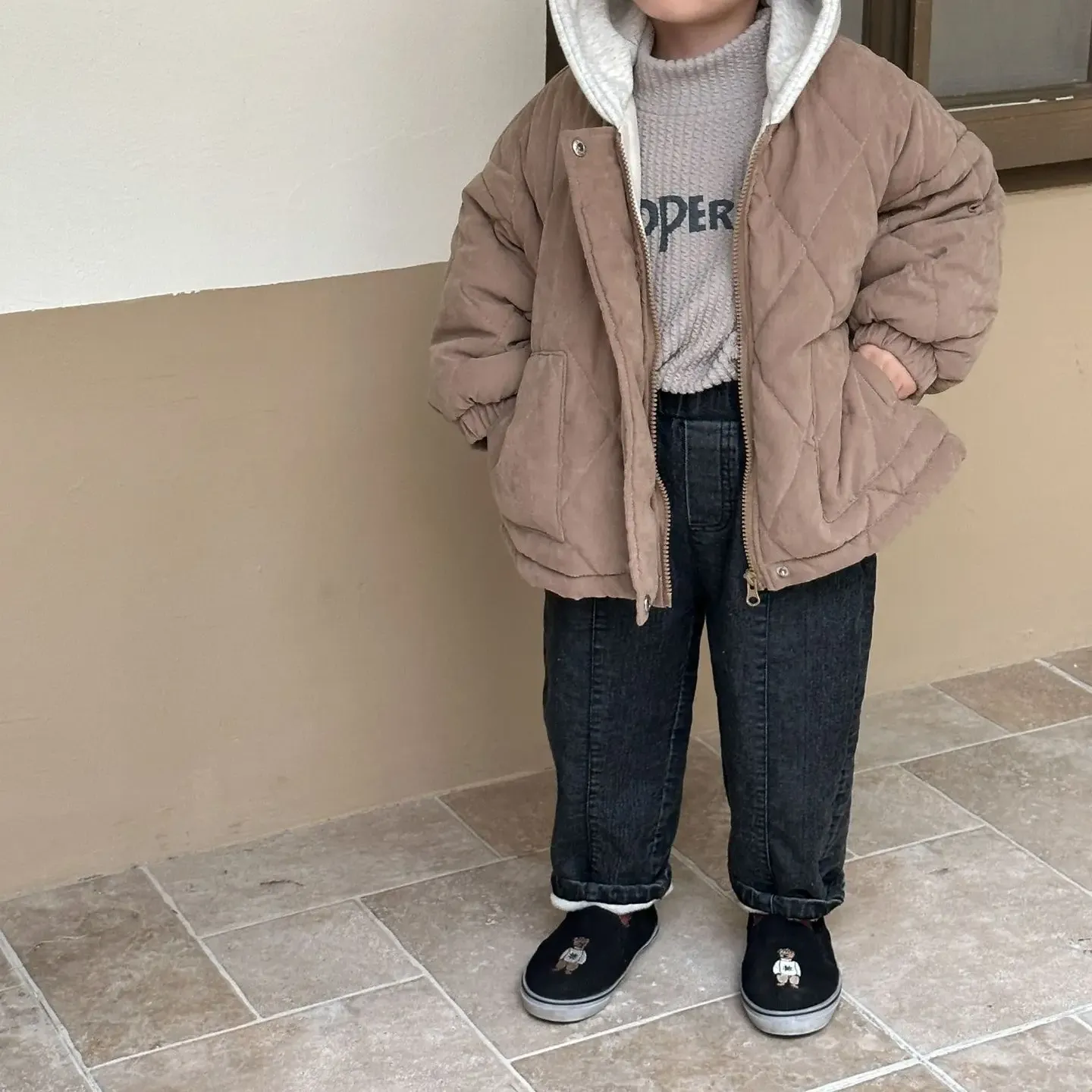 Warm Fleece Denim Kids Pants