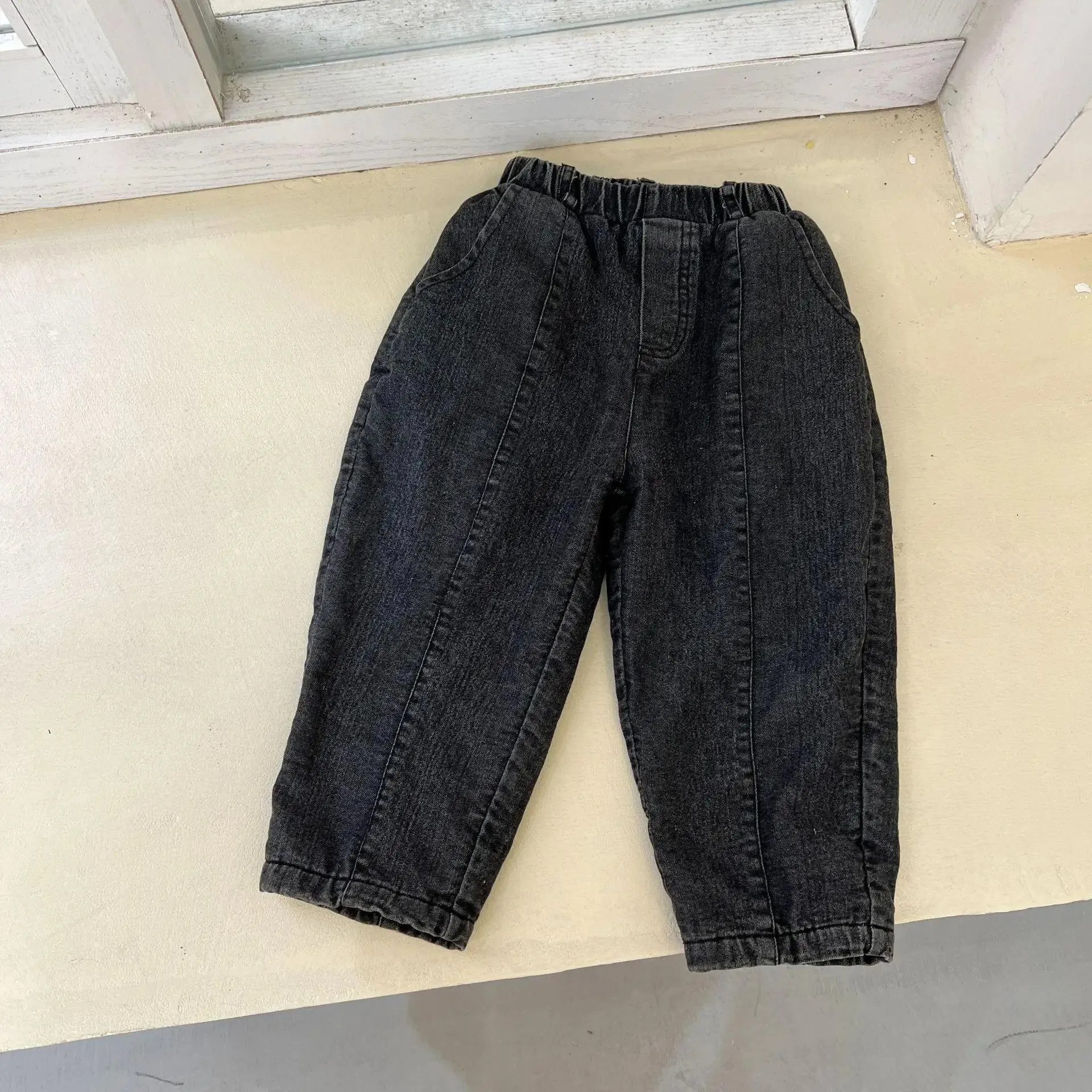 Warm Fleece Denim Kids Pants