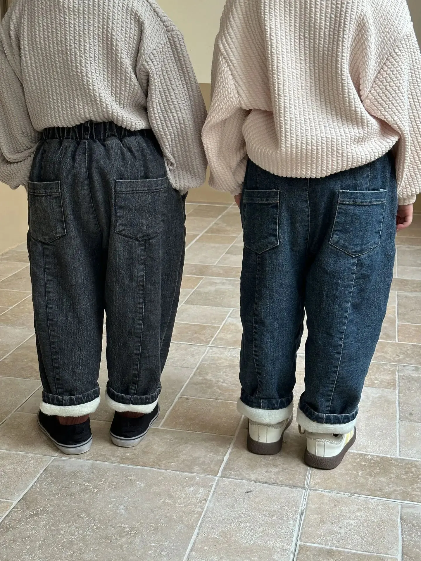 Warm Fleece Denim Kids Pants
