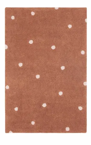 Washable cotton rug "mini dot chestnut"