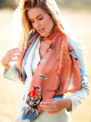 Watching Over Me Sienna Orange Wool Silk Wrap Scarf