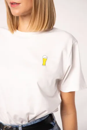 Weißbier | Besticktes Frauen Oversized Bio Baumwoll T-Shirt