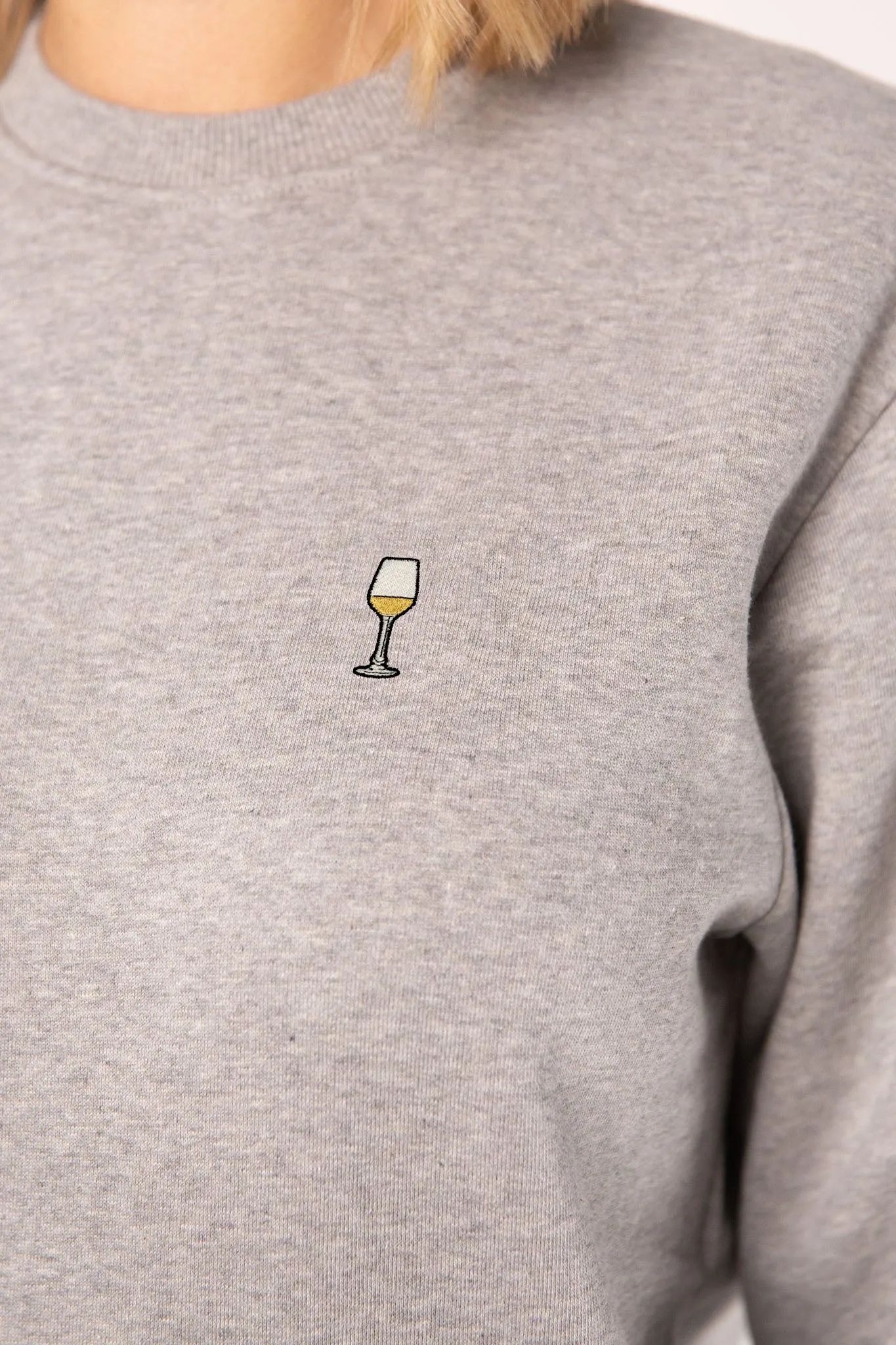 Weißwein | Bestickter Bio-Baumwoll Frauen Pullover