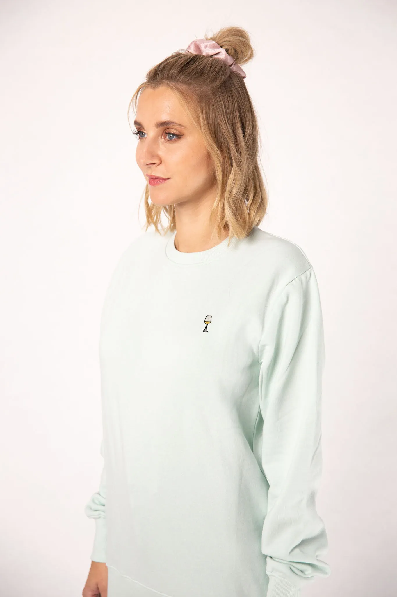 Weißwein | Bestickter Bio-Baumwoll Frauen Pullover