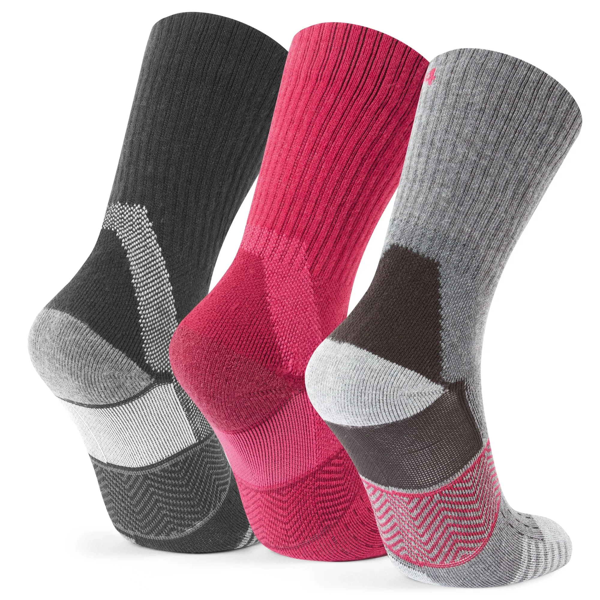 Wels 3Pack Womens Trek Socks - Black/Magenta Pink/Dark Grey Marl