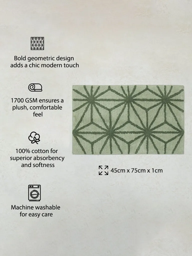 Westside Home Green Geometric Design Bathmat