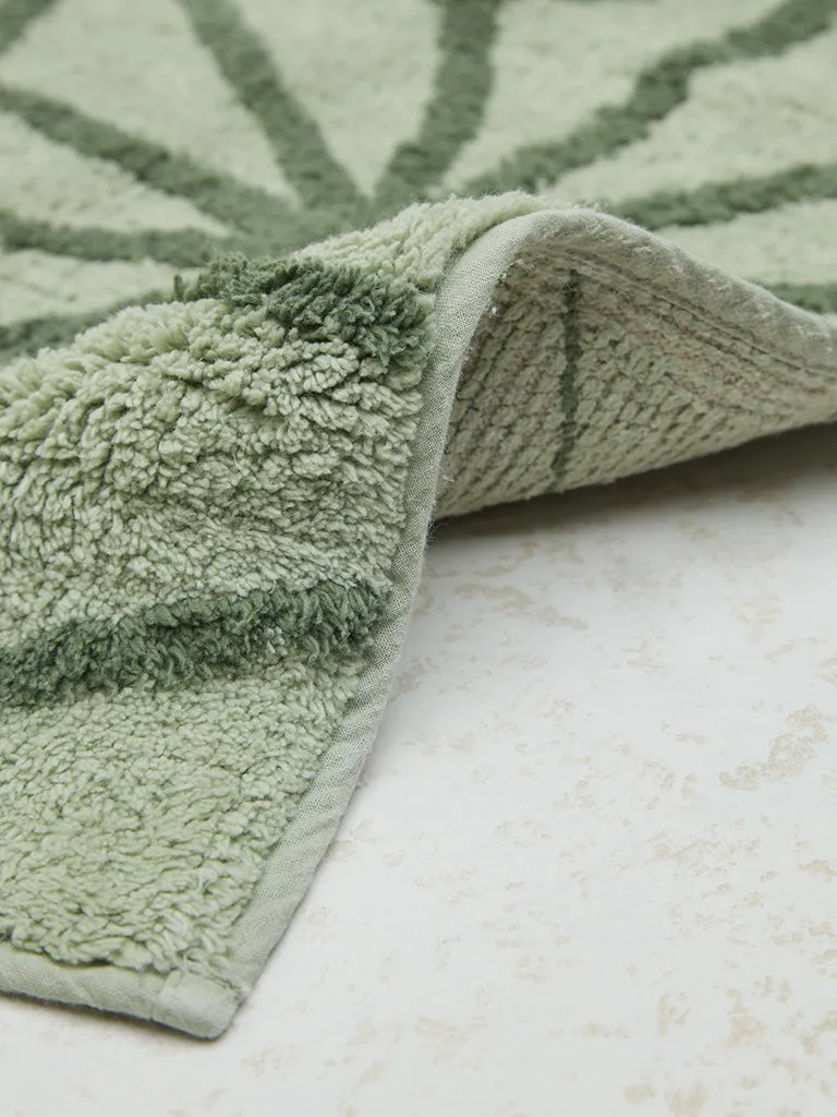 Westside Home Green Geometric Design Bathmat