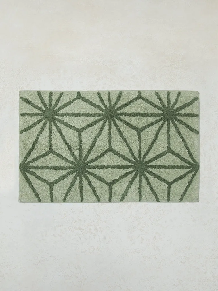 Westside Home Green Geometric Design Bathmat