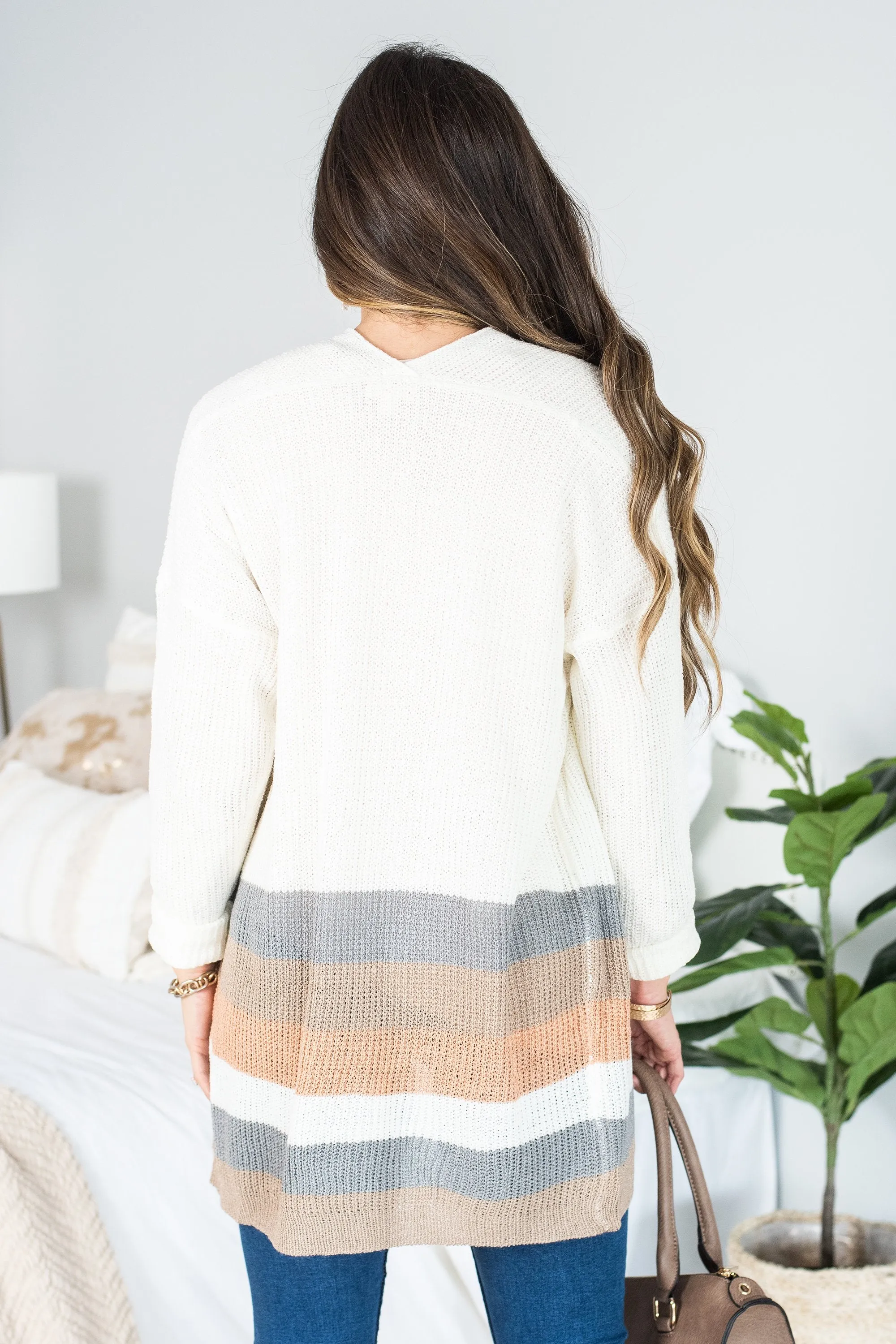 What They Say Ivory Multicolored Striped Cardigan