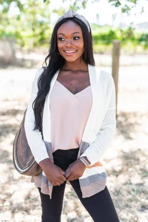 What They Say Ivory Multicolored Striped Cardigan