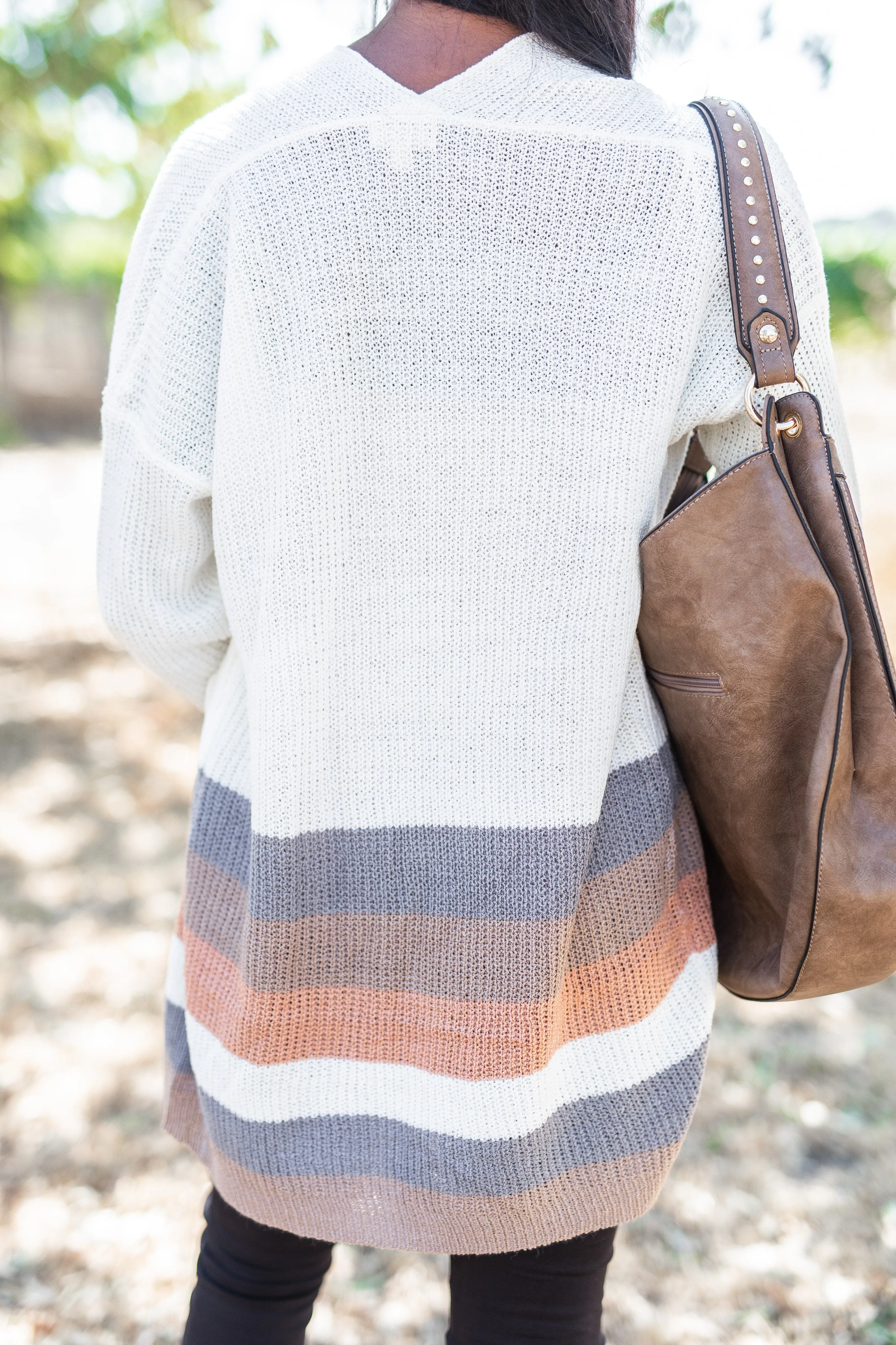 What They Say Ivory Multicolored Striped Cardigan