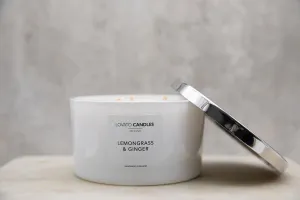 White 3-Wick Candle - Lemongrass & Ginger