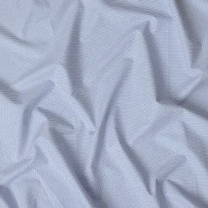 White & Navy Micro Dotted Striped 100% Cotton Shirting Fabric, 150 cm Width, Made in Swiss-D20515