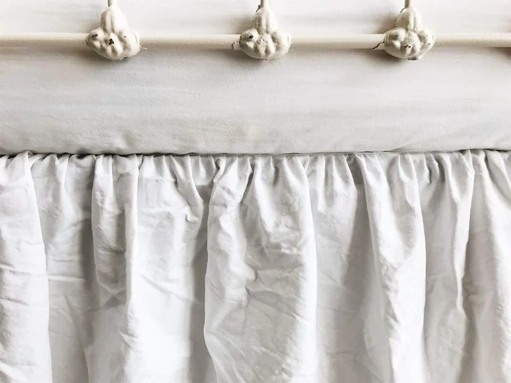 White and Baby Pink Ruffled Crib Skirt