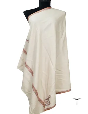White and Black Embroidery Pashmina Shawl 7259