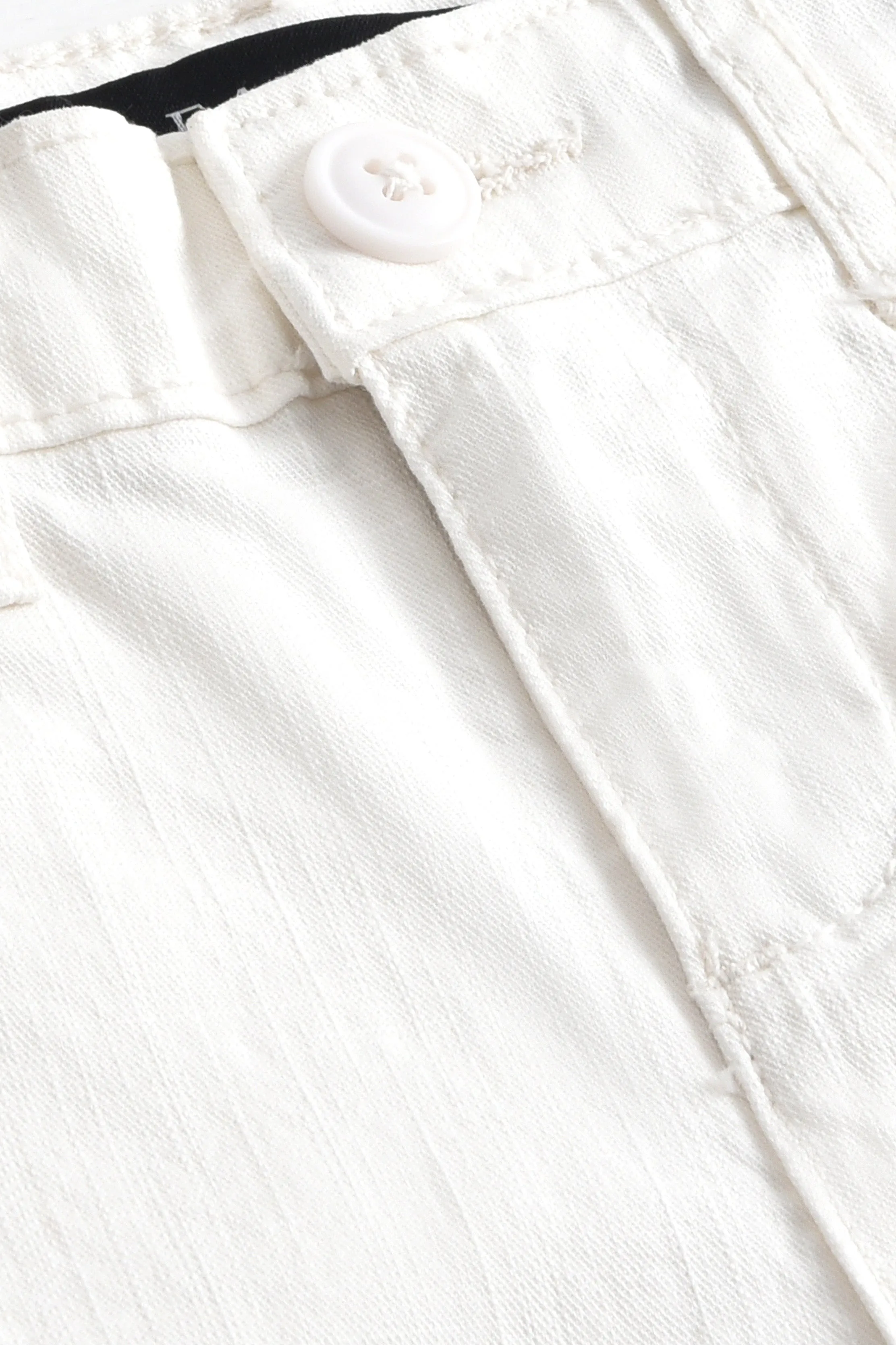 White Casual Cotton Pant