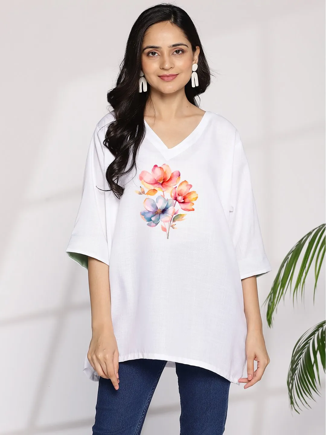 White CottonSlub OversizedTop - AzureAmber