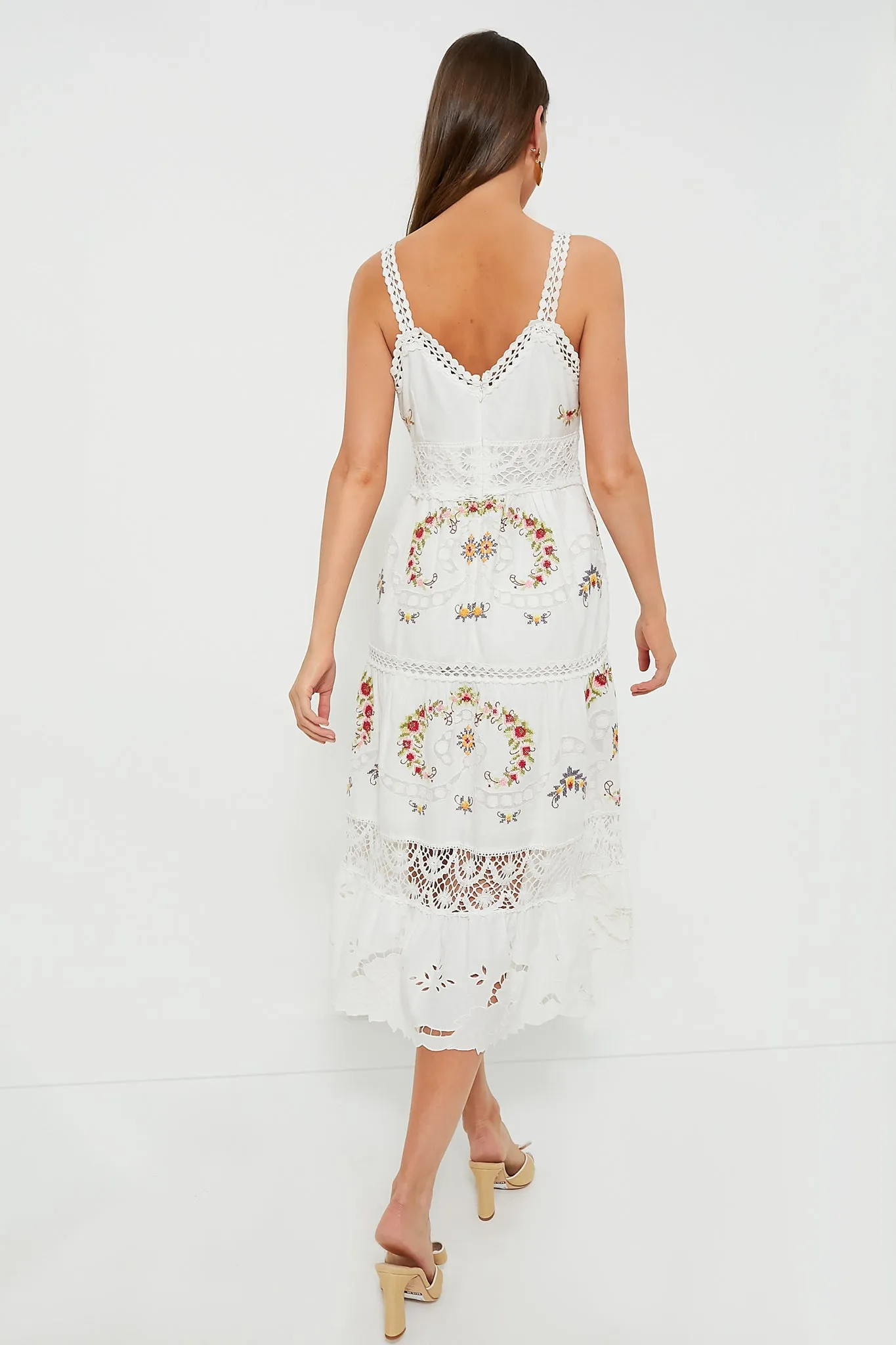 White Edwina Embroidery Sleeveless Dress