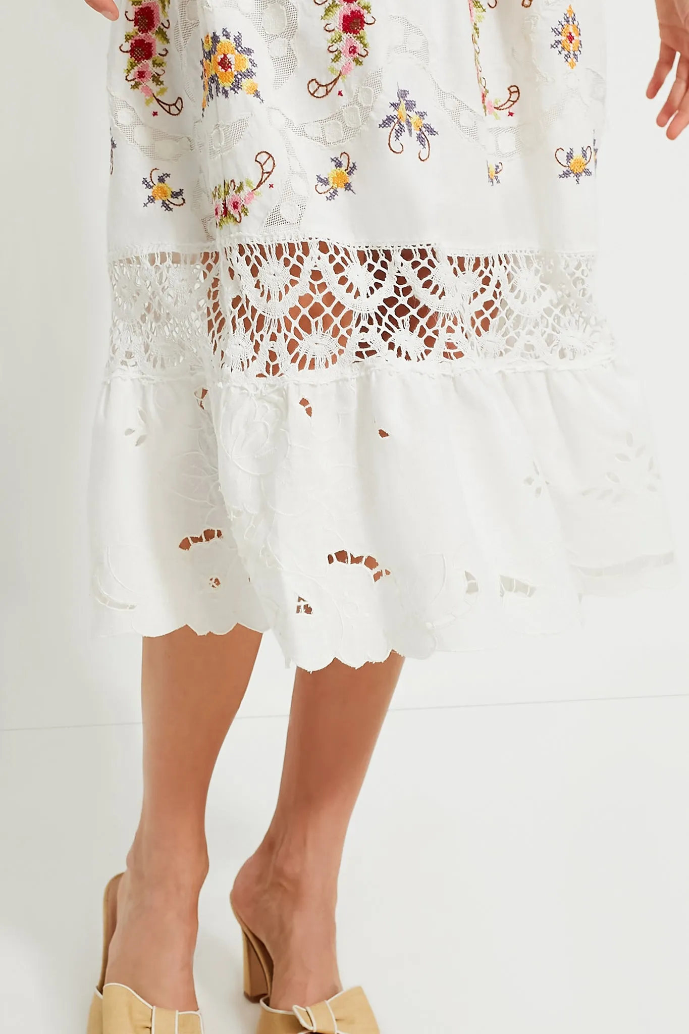 White Edwina Embroidery Sleeveless Dress
