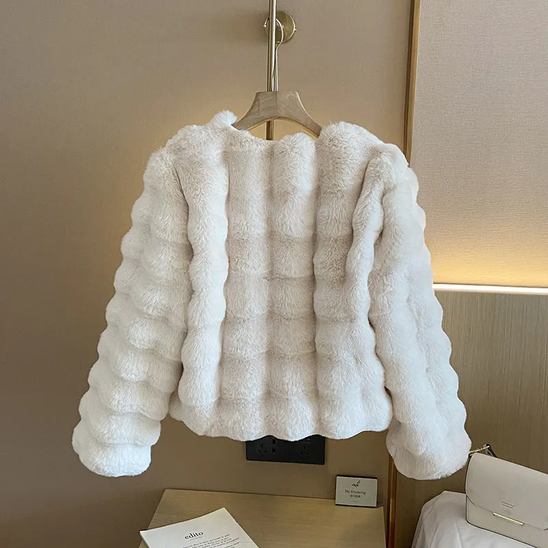 White Fur Coat for Women Autumn and Winter New Style Short Imitation