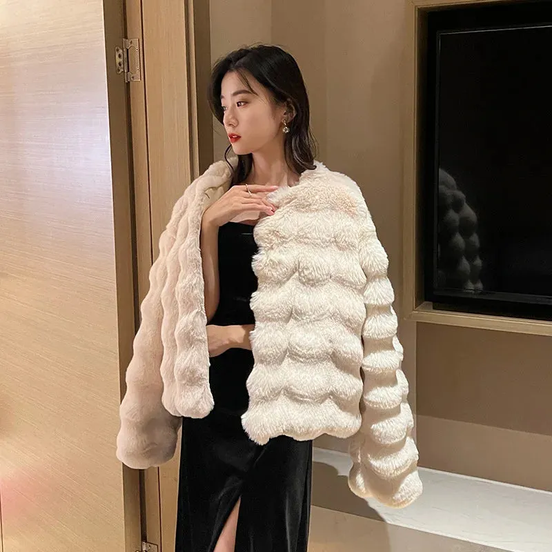 White Fur Coat for Women Autumn and Winter New Style Short Imitation