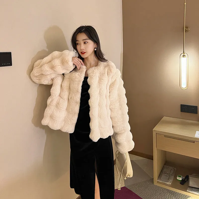 White Fur Coat for Women Autumn and Winter New Style Short Imitation