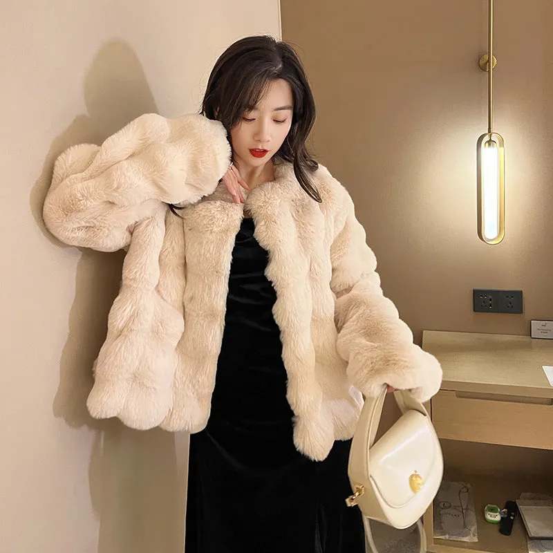 White Fur Coat for Women Autumn and Winter New Style Short Imitation