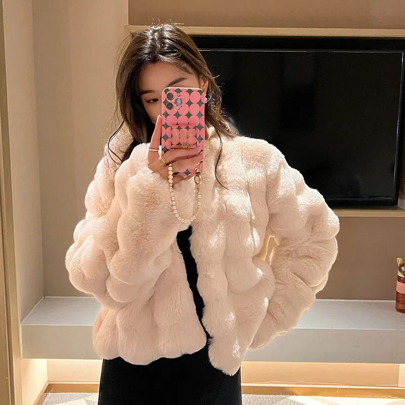 White Fur Coat for Women Autumn and Winter New Style Short Imitation