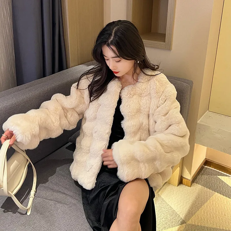 White Fur Coat for Women Autumn and Winter New Style Short Imitation