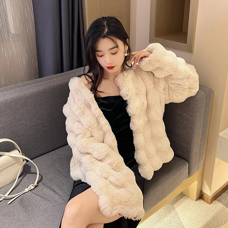 White Fur Coat for Women Autumn and Winter New Style Short Imitation