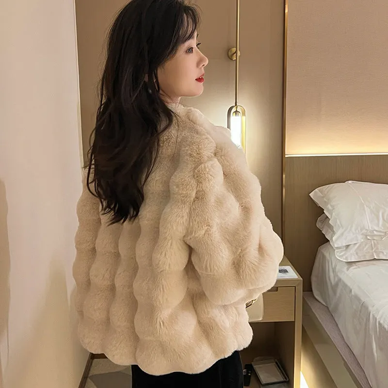 White Fur Coat for Women Autumn and Winter New Style Short Imitation