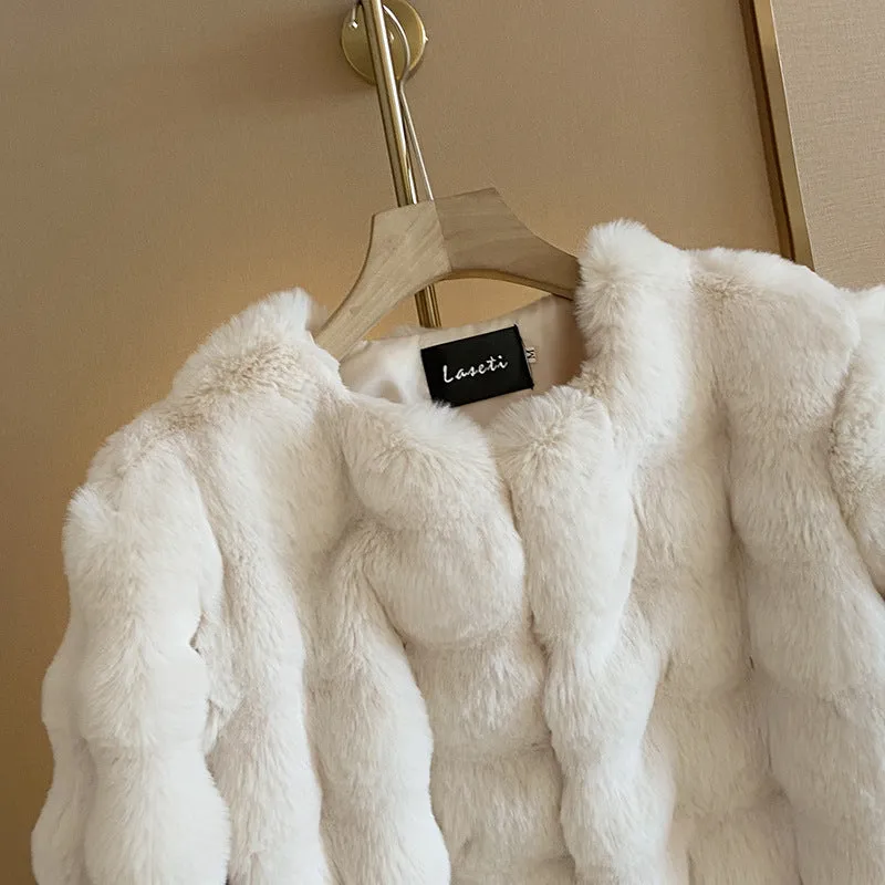 White Fur Coat for Women Autumn and Winter New Style Short Imitation
