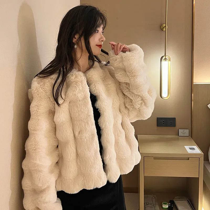White Fur Coat for Women Autumn and Winter New Style Short Imitation