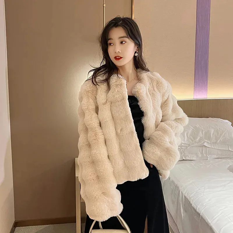 White Fur Coat for Women Autumn and Winter New Style Short Imitation