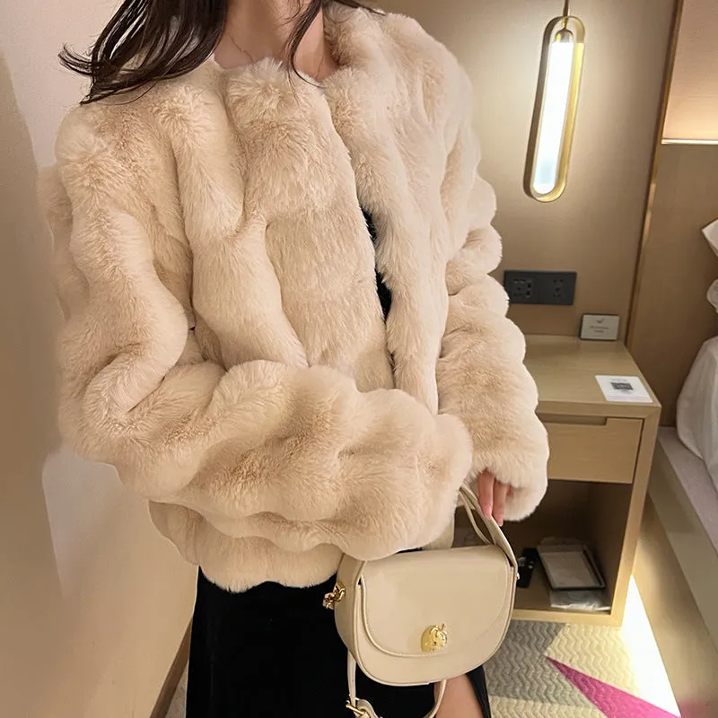 White Fur Coat for Women Autumn and Winter New Style Short Imitation