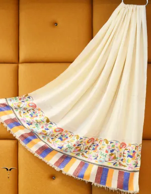 White kani Men Pashmina Shawl 8106