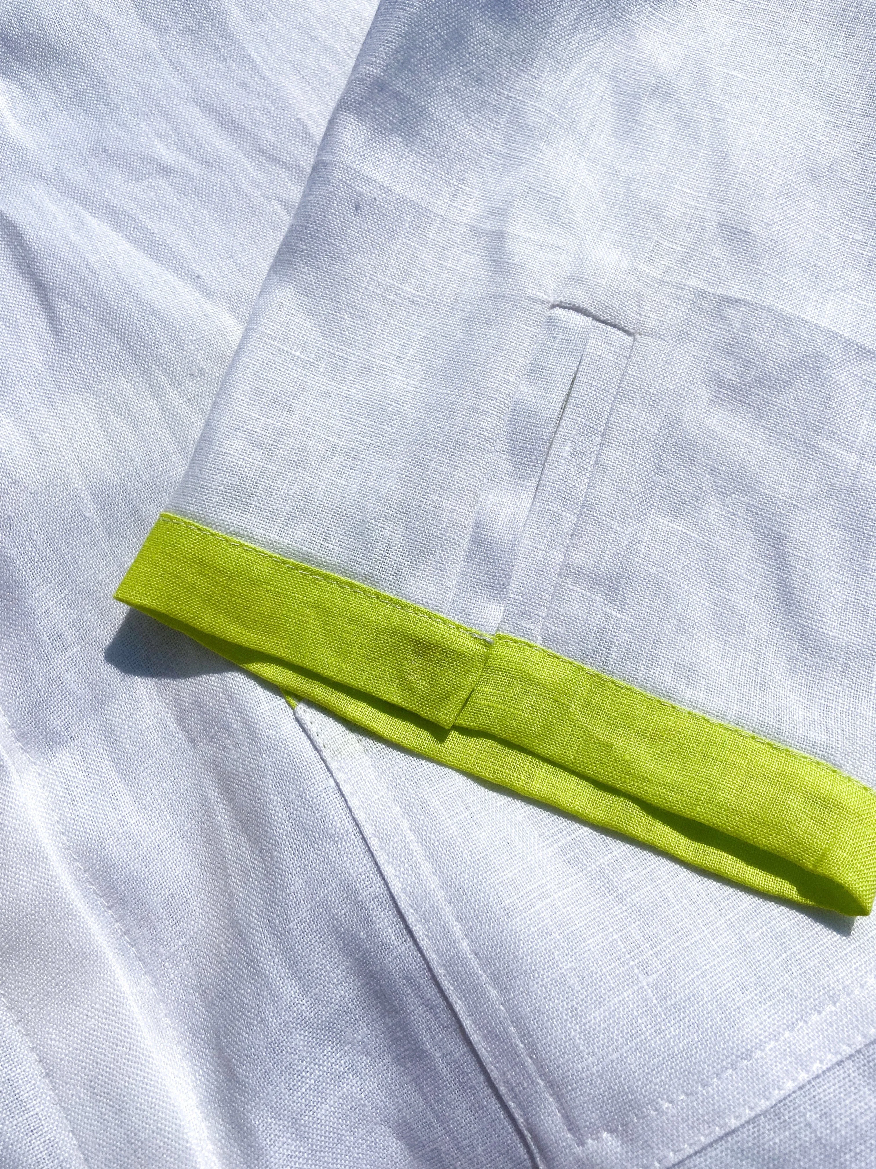 White Oversized Linen Shirt with Neon details