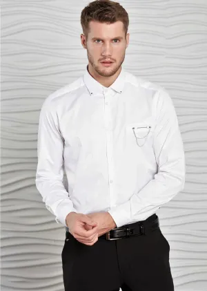 White Pocket Metal Pin Shirt