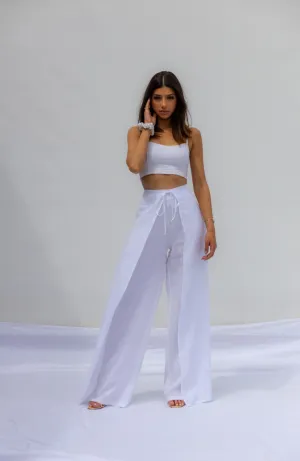White Sicilia Layered Trousers - Blanco