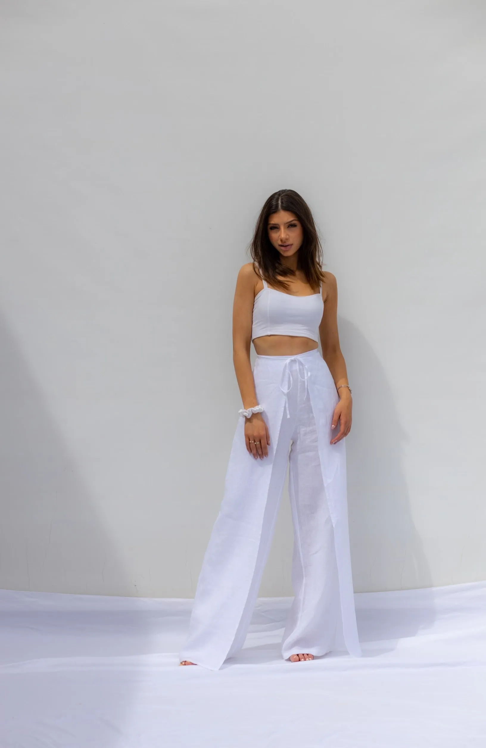 White Sicilia Layered Trousers - Blanco